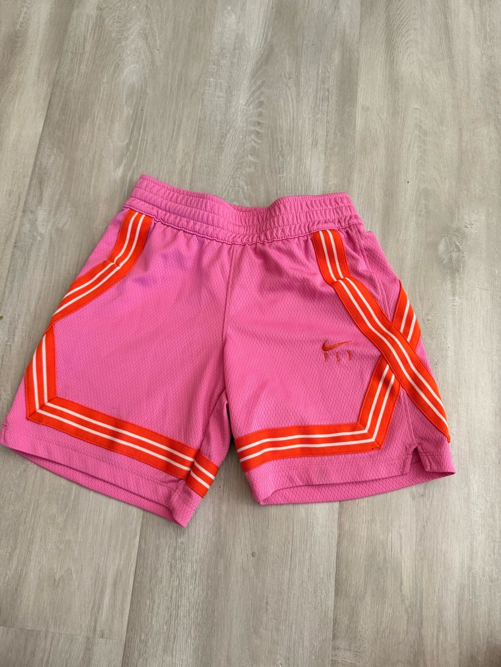 Nike Pink fly shorts girls Basketball Shorts with Orange Trim